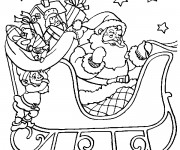 Coloriage et dessins gratuit Père Noel sur son traîneau à imprimer