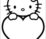Coloriage et dessins gratuit St-Valentin Hello Kitty à imprimer