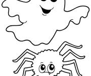 Coloriage et dessins gratuit fantôme et araignée à imprimer