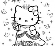 Coloriage Hello Kitty Anniversaire Dessin Gratuit A Imprimer