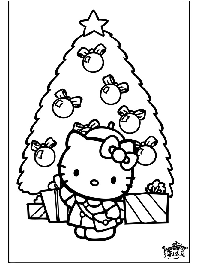 Coloriage Hello Kitty Noel gratuit à imprimer