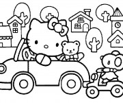 Coloriage Hello Kitty conduit sa voiture dessin gratuit à ...
