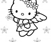 Coloriage et dessins gratuit Hello Kitty Ange en vol à imprimer