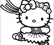 Coloriage et dessins gratuit Hello Kitty danseuse classique en ligne à imprimer