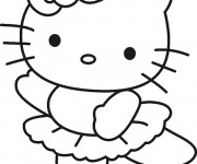 Coloriage et dessins gratuit Hello Kitty Danseuse simple à imprimer