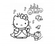 Coloriage et dessins gratuit Hello Kitty Princesse et les Animaux à imprimer