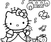 Coloriage et dessins gratuit Hello Kitty Princesse maternelle à imprimer