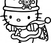 Coloriage et dessins gratuit Hello Kitty Princesse Skieuse à imprimer