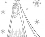 Coloriage et dessins gratuit Elsa et Flocons de Neige à imprimer