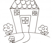 Coloriage et dessins gratuit Maison avec jardin à imprimer