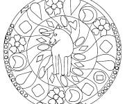 Coloriage Mandala Licorne avec des symboles magiques