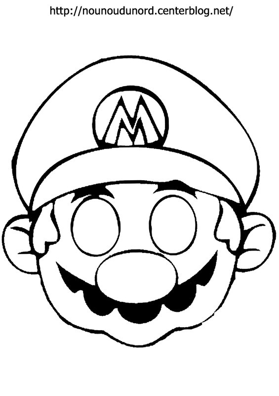 Coloriage Masque de Super Mario dessin gratuit à imprimer