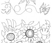 Coloriage et dessins gratuit Jardin Fleurs en Printemps à imprimer