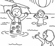 Coloriage et dessins gratuit Les Enfants s'amusent dans le lac à imprimer