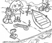 Coloriage et dessins gratuit Dora et La rivière à imprimer