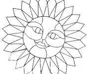 Coloriage et dessins gratuit Mandala Soleil avec visage à imprimer