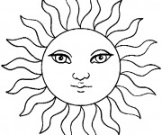 Coloriage et dessins gratuit Soleil avec beaux yeux à imprimer
