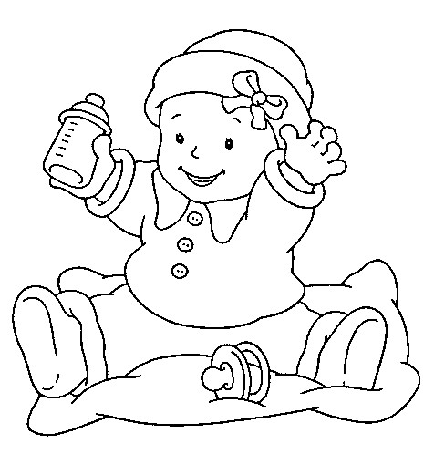 Coloriage Bébé et son biberon dessin gratuit à imprimer