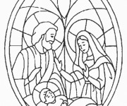 Coloriage Joseph et Marie Église