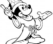 Coloriage et dessins gratuit Fantasia Mickey est un magicien à imprimer