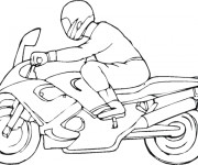 Coloriage Un motocycliste et son moto