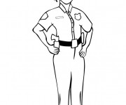 Coloriage Une policière en uniforme
