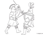 Coloriage et dessins gratuit Combat Guerriers et épées à imprimer