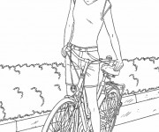 Coloriage et dessins gratuit Fille Cycliste à imprimer