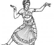 Coloriage Danseuse hindoue stylisé
