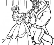 Coloriage la princesse et la bête dansent