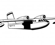 Coloriage Avion militaire en noir et blanc