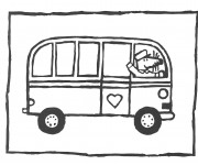 Coloriage Bus Enfant et la souris chauffeur