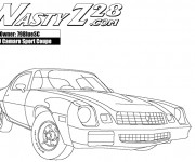 Coloriage et dessins gratuit Camaro Z28 avec son moteur nerveux à imprimer