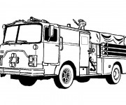 Coloriage et dessins gratuit Camion de Pompier américain à imprimer
