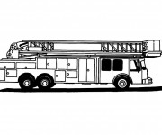 Coloriage et dessins gratuit Camion Pompier en noir et blanc à imprimer