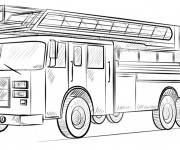 Coloriage et dessins gratuit Camion Pompier réaliste à imprimer
