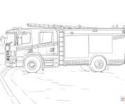 Coloriage Camion Pompier stylisé à découper