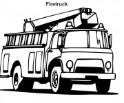 Coloriage et dessins gratuit Camion Pompier vecteur en noir à imprimer