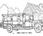 Coloriage Un Camion de Pompier ancien