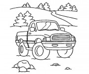 Coloriage et dessins gratuit Paysage de Camionnette dans la nature à imprimer