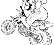 Coloriage et dessins gratuit Mario sur Moto dessin animé à imprimer