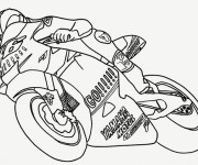 Coloriage et dessins gratuit Moto Yamaha en course à imprimer