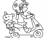 Coloriage et dessins gratuit Fille mignonne conduit sa Moto à imprimer