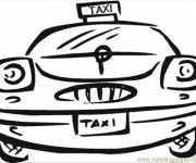 Coloriage Taxi vectoriel vue de face