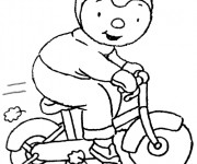 Coloriage et dessins gratuit Dessin Tchoupi vélo à imprimer